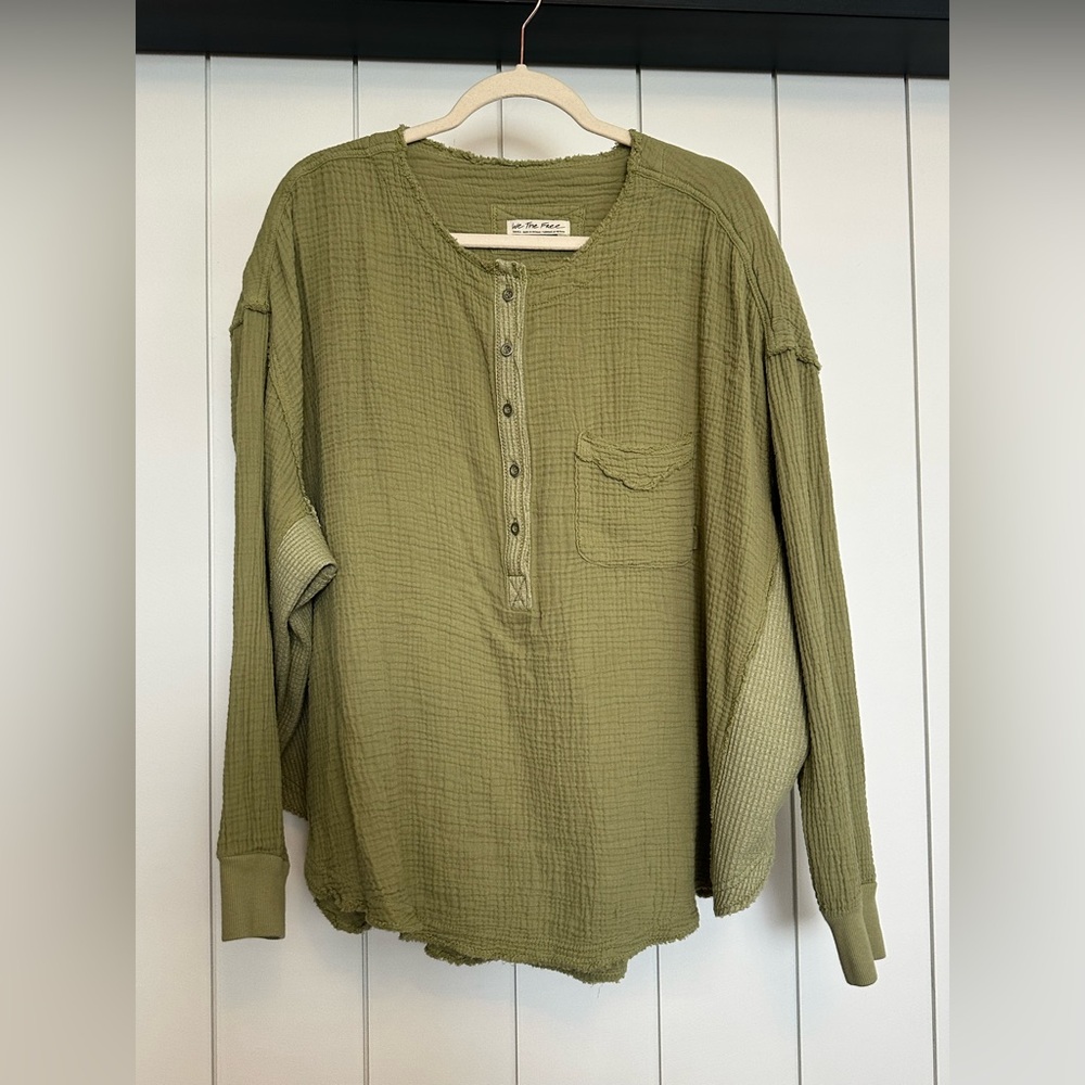 Women’s Olive Green Henley Shirt